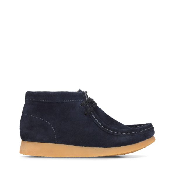 Clarks Boys Wallabee Boot Casual Shoes Navy | CA-9123846